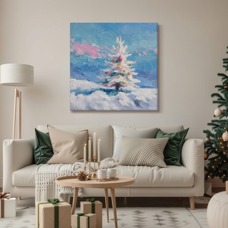 WANDBILD WINTERZAUBER MIT WEIHNACHTSBAUM - WEIHNACHTS- UND WINTERBILDER - BILDER