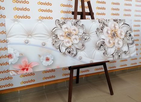 QUADRO SU TELA – GIOIELLI CON MOTIVO FLOREALE - QUADRI ASTRATTO - STAMPE E QUADRI