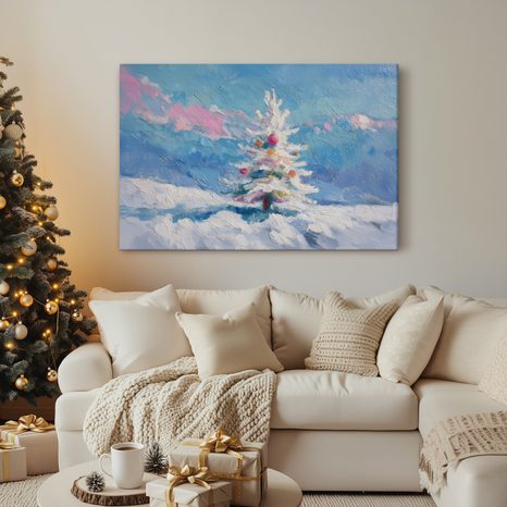 OBRAZ VÁNOČNÍ STROMEK V ZASNĚŽENÉ KRAJINĚ - VÁNOČNÍ A ZIMNÍ OBRAZY - OBRAZY
