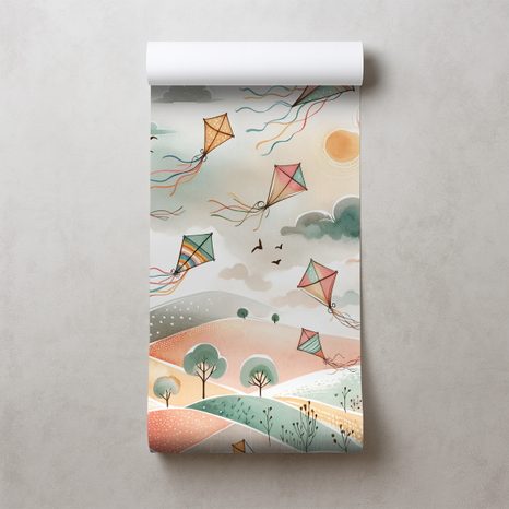 TAPETA PASTELOVÉ LÉTAJÍCÍ DRACI NA OBLOZE - DĚTSKÉ TAPETY - TAPETY