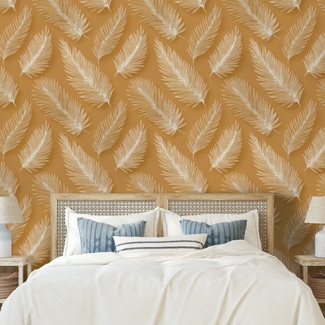 TAPETA JEMNÉ PEŘÍČKOVÉ LISTY - VZOROVANÉ TAPETY - TAPETY