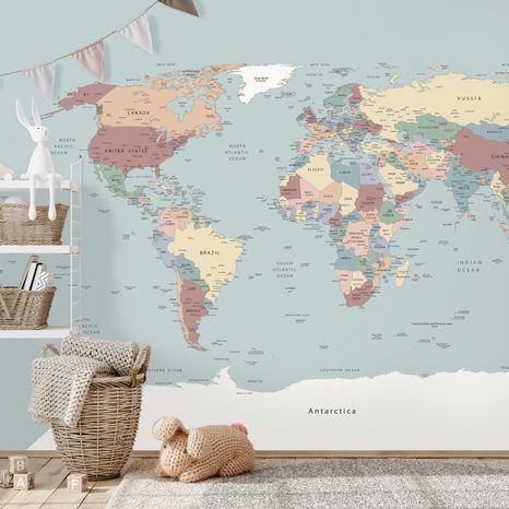 SELBSTKLEBENDE TAPETE BUNTE WELTKARTE - WELTKARTEN-TAPETEN - TAPETEN