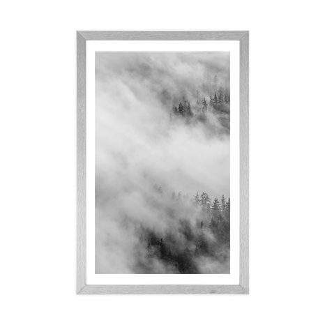 AFFICHE – FORÊT BRUMEUSE EN NOIR ET BLANC - NOIR ET BLANC - AFFICHES