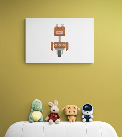 OBRAZ ROBOT V HNĚDÉ BARVĚ - DĚTSKÉ OBRAZY - OBRAZY
