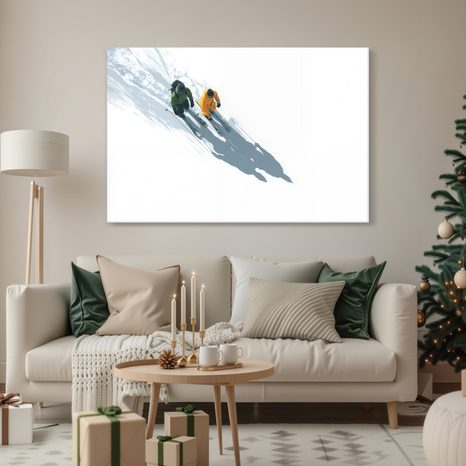 QUADRO SU TELA – SCI ALPINO INNEVATO - QUADRI NATALIZI E INVERNALI - STAMPE E QUADRI