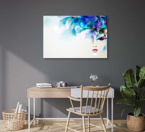 OBRAZ MÓDNÍ ŽENSKÁ TVÁŘ S ABSTRAKTNÍMI PRVKY - OBRAZY LIDÍ - OBRAZY