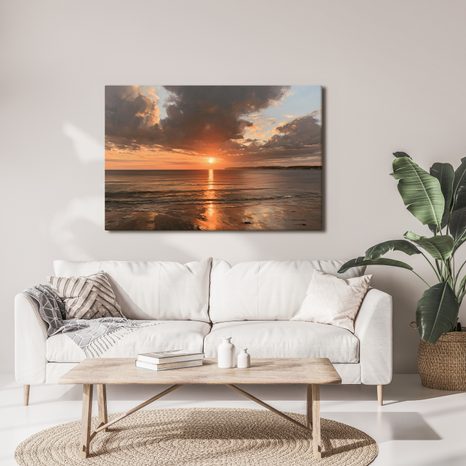 TABLEAU SUR TOILE – COUCHER DE SOLEIL SUR LA MER - TABLEAUX LEVER ET COUCHER DE SOLEIL - TABLEAUX