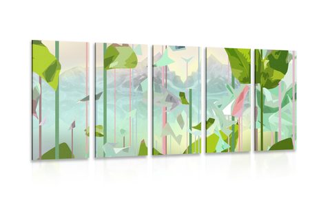 5-PIECE CANVAS PRINT ABSTRACT PARADISE - PICTURES OF TREES AND LEAVES - PICTURES