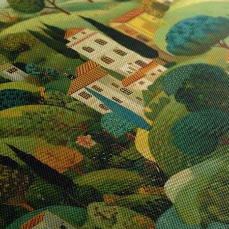 OBRAZ VENKOVSKÁ IDYLA A KOPCE - BAREVNÉ DOMY - OBRAZY