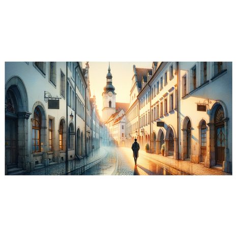 OBRAZ ULIČKA PŘI SVÍTÁNÍ - OBRAZY MĚSTA - OBRAZY