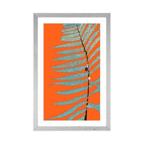 PLAKÁT S PASPARTOU LIST NA ORANŽOVÉM POZADÍ - MOTIVY Z NAŠÍ DÍLNY - PLAKÁTY