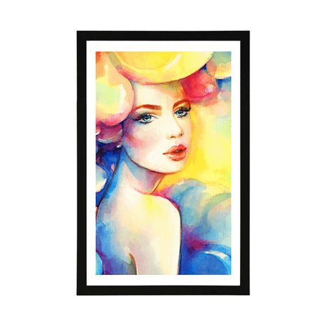 PLAKAT S PASPARTUJEM ŽENSKA OČARLJIVOST - ŽENSKE - PLAKATI