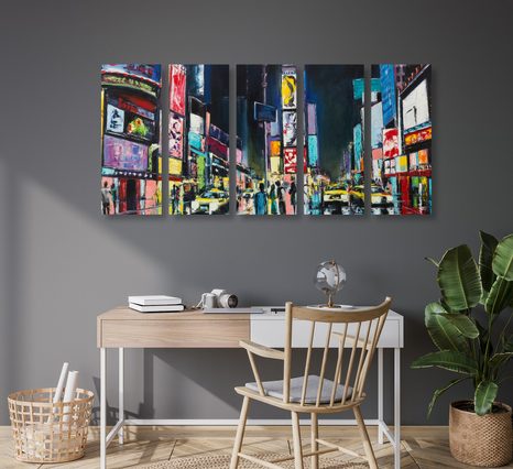 5-RÉSZES KÉP SZÍNES NEW YORK - VÁROST ÁBRÁZOLÓ KÉPEK - KÉPEK