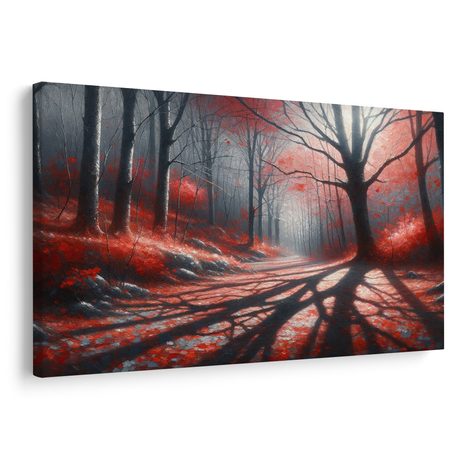 OBRAZ CESTA RUDÝM LESEM - OBRAZY LES - OBRAZY