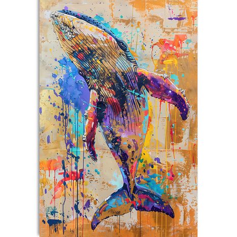 QUADRO SU TELA – BALENA CON IMITAZIONE DI PITTURA - QUADRI DI BALENE - STAMPE E QUADRI