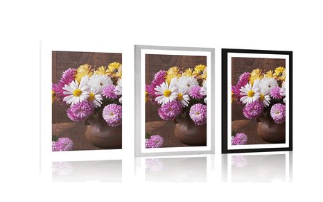 POSTER WITH MOUNT STILL LIFE WITH AUTUMN CHRYSANTHEMUMS - FLOWERS - POSTERS
