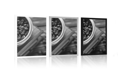 POSZTER VINTAGE KÁVÉDARÁLÓ FEKETE FEHÉRBEN - KONYHAI MOTÍVUMOKKAL - POSZTEREK