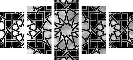 5-DELNA SLIKA ORIENTALSKI MOZAIK V ČRNOBELI IZVEDBI - ČRNOBELE SLIKE - SLIKE