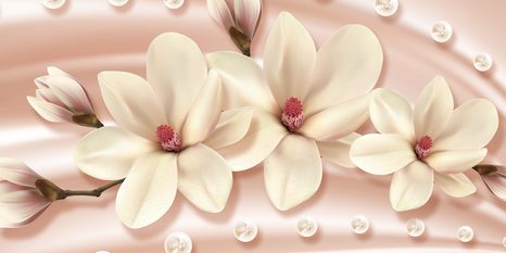 WANDBILD LUXURIÖSE MAGNOLIE MIT PERLEN - BILDER BLUMEN - BILDER