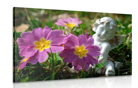 CANVAS PRINT ANGEL IN THE GARDEN - PICTURES OF ANGELS - PICTURES