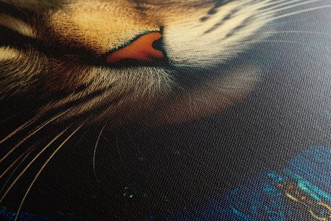 STAMPA SU TELA – GATTO BLU-ORO - QUADRI I DOMINATORI DEL REGNO ANIMALE - STAMPE E QUADRI