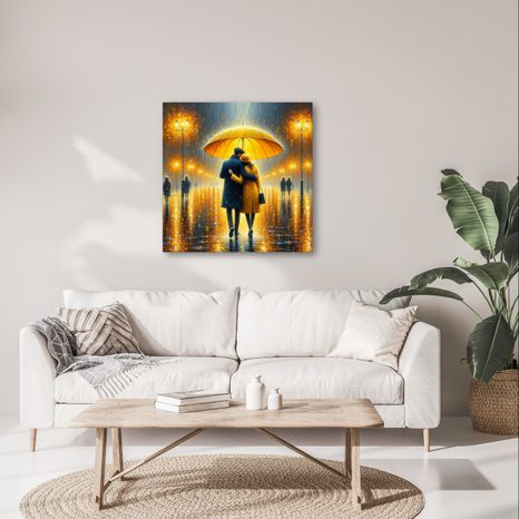 WANDBILD LIEBE IM STADTREGEN - BILDER MIT LIEBESMOTIVEN - BILDER