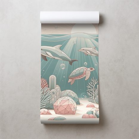 TAPETE UNTERWASSERWELT IN PASTELLFARBEN - KINDERTAPETEN - TAPETEN