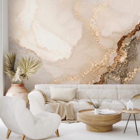 ZELFKLEVEND FOTOBEHANG LUXE BEIGE MARMER MET GOUD - MARMER FOTOBEHANG - FOTOBEHANG