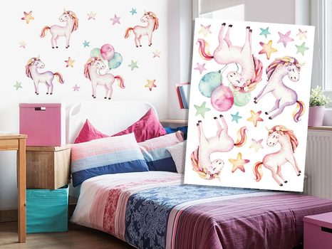 AUTOCOLANTE DECORATIVE DE PERETE UNICORNUL MAGIC - PENTRU COPII - AUTOCOLANTE