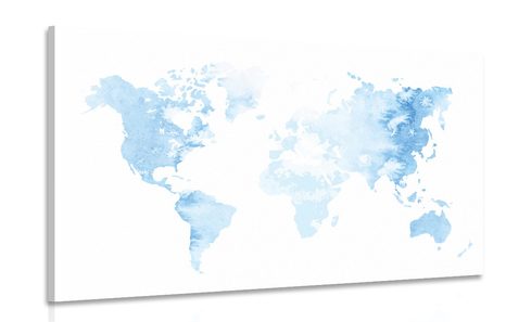 PICTURE WATERCOLOR WORLD MAP IN LIGHT BLUE COLOR