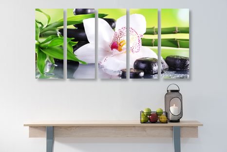 5-DIELNY OBRAZ JAPONSKÁ ORCHIDEA - OBRAZY FENG SHUI - OBRAZY