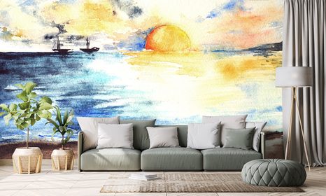 SELBSTKLEBENDE TAPETE STRAHLENDER SONNENUNTERGANG AM MEER - SELBSTKLEBENDE TAPETEN - TAPETEN