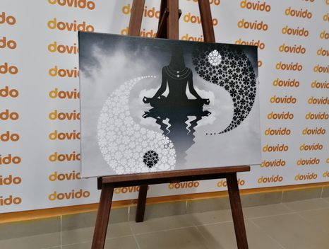 OBRAZ JIN A JANG JÓGA V ČERNOBÍLÉM PROVEDENÍ - ČERNOBÍLÉ OBRAZY - OBRAZY