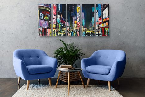 5-RÉSZES KÉP SZÍNES NEW YORK - VÁROST ÁBRÁZOLÓ KÉPEK - KÉPEK