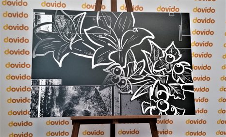 SLIKA ILUSTRACIJA ROŽ V ČRNOBELI IZVEDBI - ČRNOBELE SLIKE - SLIKE