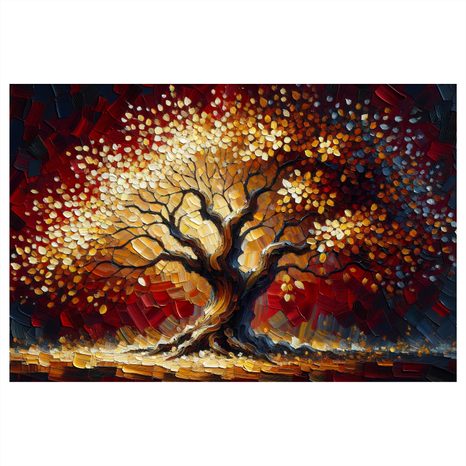 WANDBILD LEUCHTENDER LEBENSBAUM IM HERBST - BILDER BÄUME DES LEBENS - BILDER