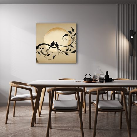 WANDBILD SILHOUETTEN IM MONDLICHT - BILDER VON VÖGELN - BILDER