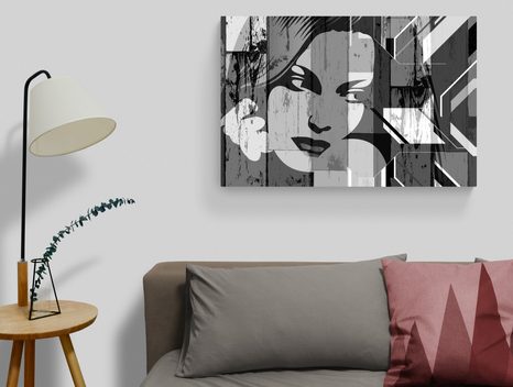 КАРТИНА НА ПЛАТНО – ПОРТРЕТ НА ЖЕНА В ЧЕРНО-БЯЛ ВАРИАНТ - ЧЕРНО-БЕЛИ КАРТИНИ - КАРТИНИ