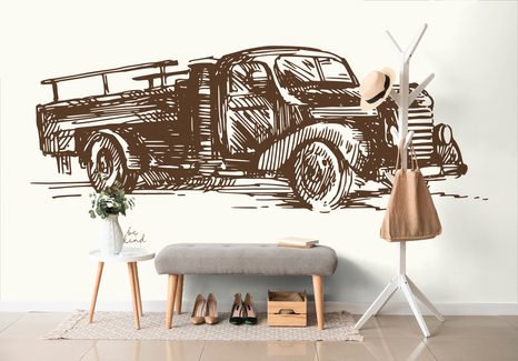 SAMOLEPÍCÍ TAPETA RETRO NÁKLADNÍ AUTOMOBIL - SAMOLEPÍCÍ TAPETY - TAPETY