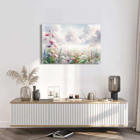 WANDBILD ROMANTISCHE BLUMENWIESE - WANDBILDER FELDER UND WIESEN - BILDER
