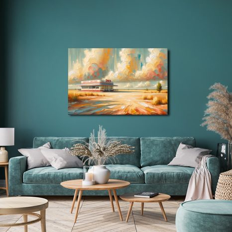 OBRAZ OSAMĚLÝ DINER POD OBLOHOU - VINTAGE A RETRO OBRAZY - OBRAZY