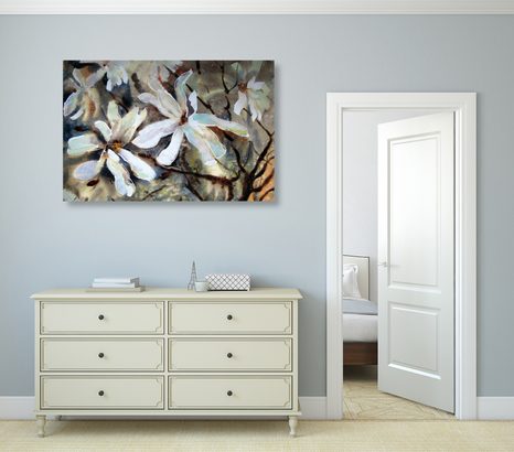 OBRAZ ROZKVETLÝ AKVARELOVÝ STROM - OBRAZY KVĚTŮ - OBRAZY