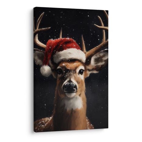 OBRAZ SVÁTEČNÍ JELEN S ČEPICÍ - VÁNOČNÍ A ZIMNÍ OBRAZY - PICTURES