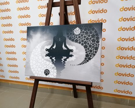 OBRAZ JIN A JANG JÓGA V ČERNOBÍLÉM PROVEDENÍ - ČERNOBÍLÉ OBRAZY - OBRAZY