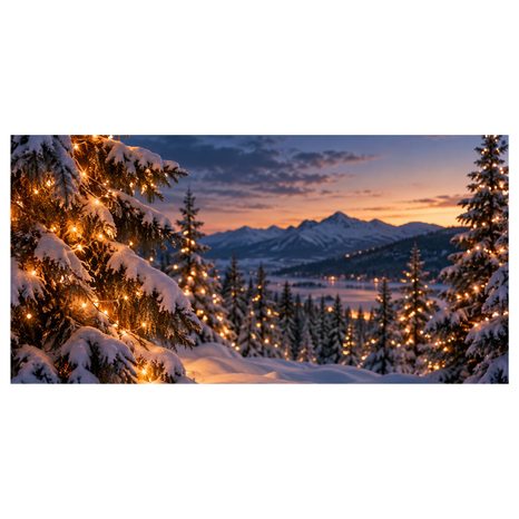 CANVASTAVLA SNÖTÄCKTA GRANAR I SKYMNINGEN - JUL- OCH VINTERTAVLOR - TAVLOR