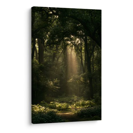 CANVASTAVLA MYSTISKT LJUS I SKOGSMORGON - TAVLOR MED SKOG - TAVLOR