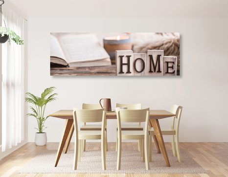 OBRAZ DREWNIANE LITERY Z NAPISEM HOME - OBRAZY Z NAPISAMI I CYTATAMI - OBRAZY