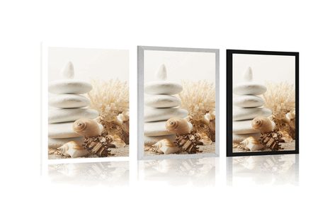 POSTER ZEN STONES WITH SEASHELLS - FENG SHUI - POSTERS