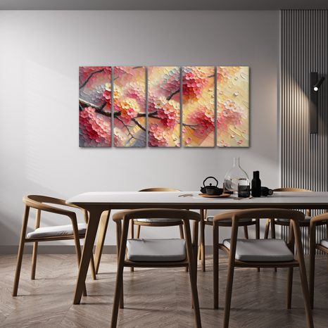 5-TEILIGES WANDBILD BLÜHENDE FRÜHLINGSZWEIGE - BILDER BLUMEN - BILDER