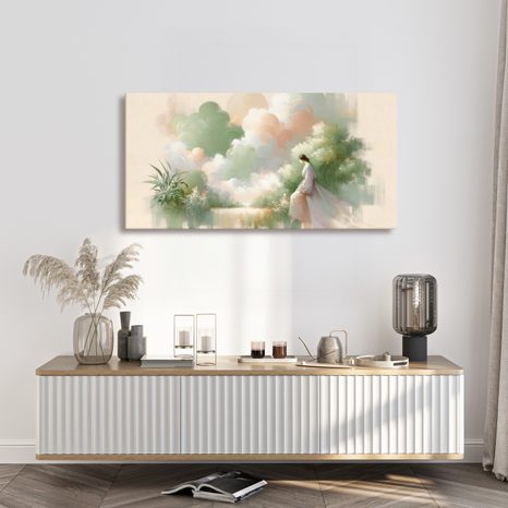 OBRAZ ZASNĚNÁ ŽENA V PASTELOVÝCH TÓNECH - OBRAZY ŽENY - OBRAZY